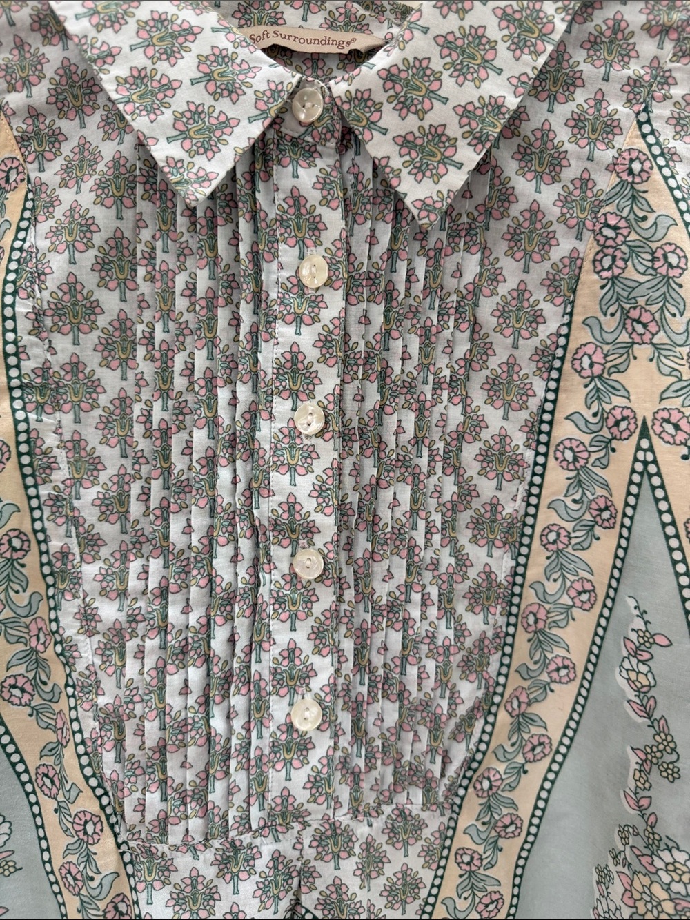 Soft Surroundings Pastel Paisley Pintuck Tunic Blouse Boho 2X/3x - Picture 5 of 16